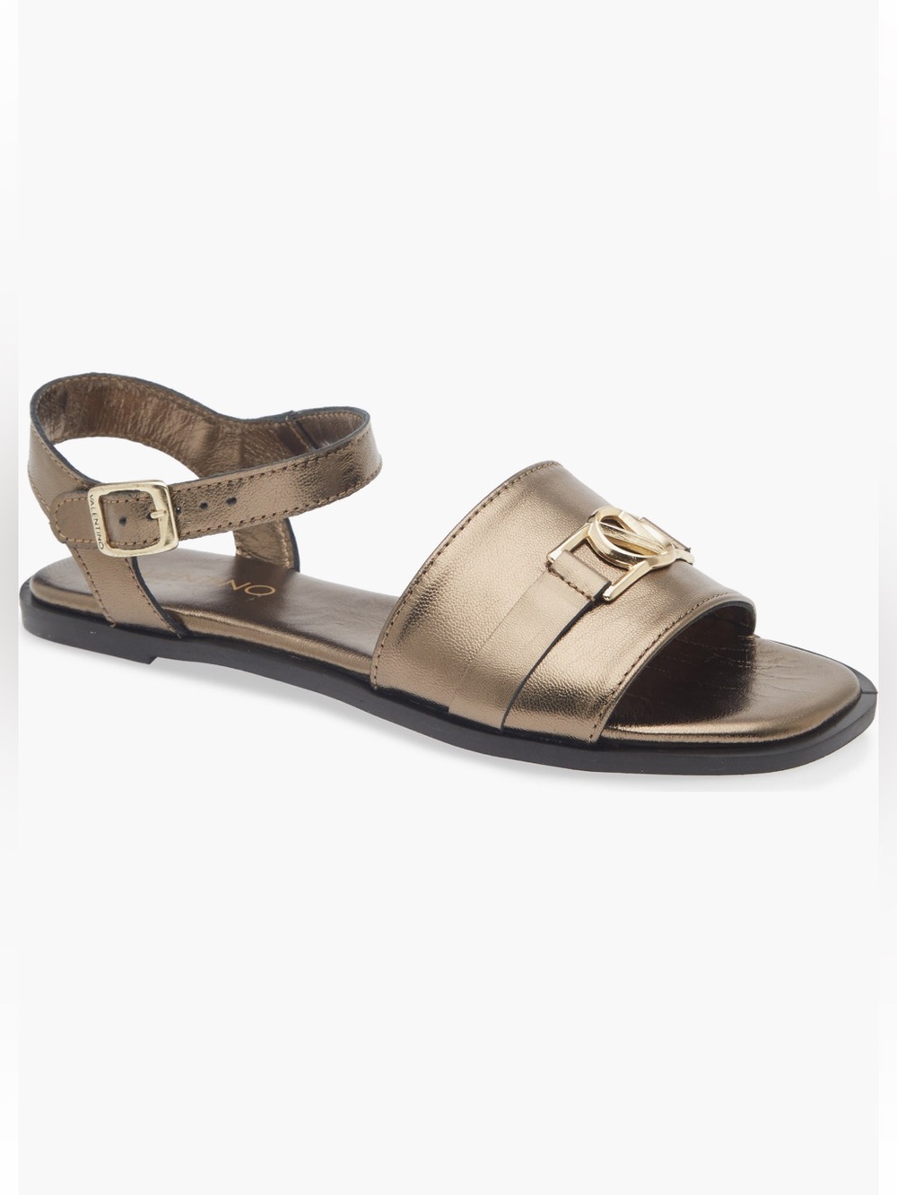 Valentino By Mario Valentino Metallic Open-Toe Ankle-Strap Sandals